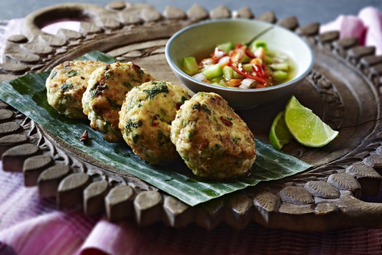 Pandan leaves and Thai fish cakes
