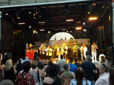 Colour photograph of he King Cush Band playing and the Bolton Food & Drink Festival in August 2022